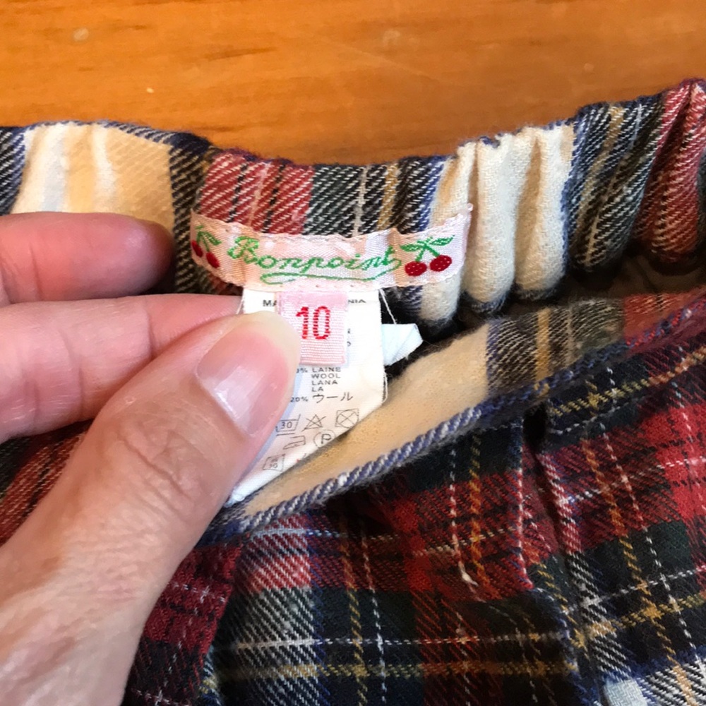 BONPOINT 10 Tartan Check Wool Skirt - Picture 3 of 6